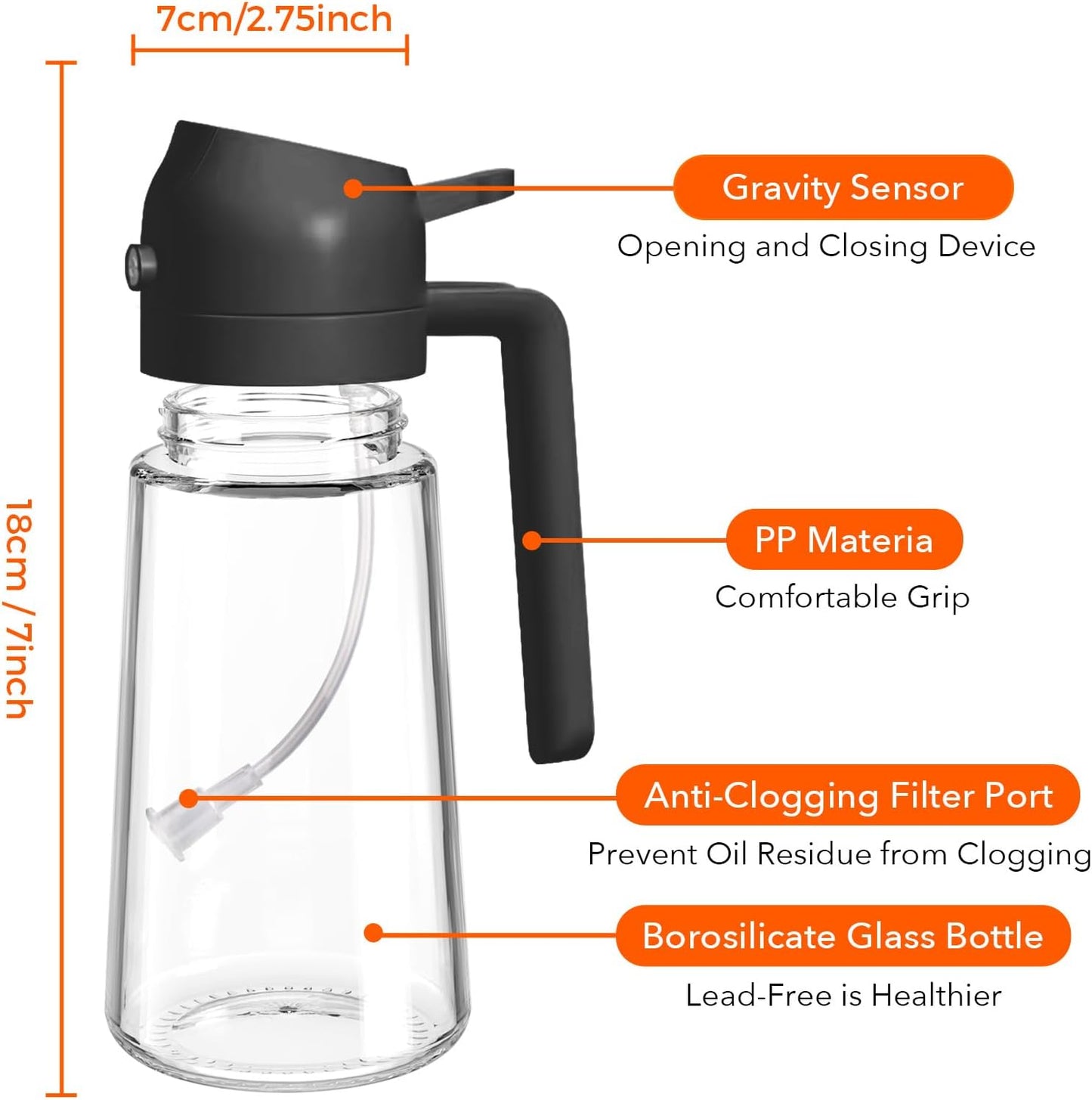 Glass oil Bottle with Mist Spray