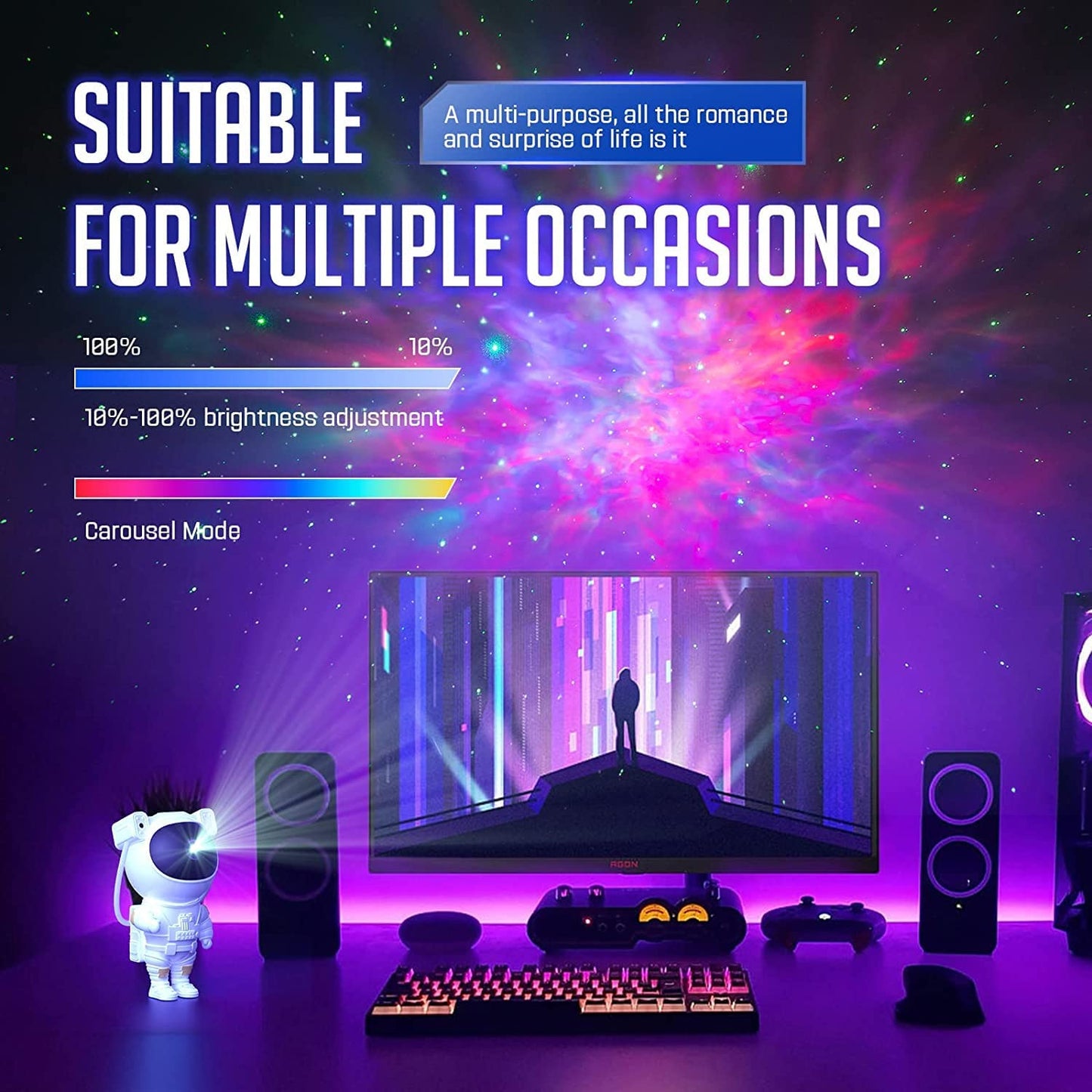 ShopKrafted Astronaut Galaxy Projector Lamp