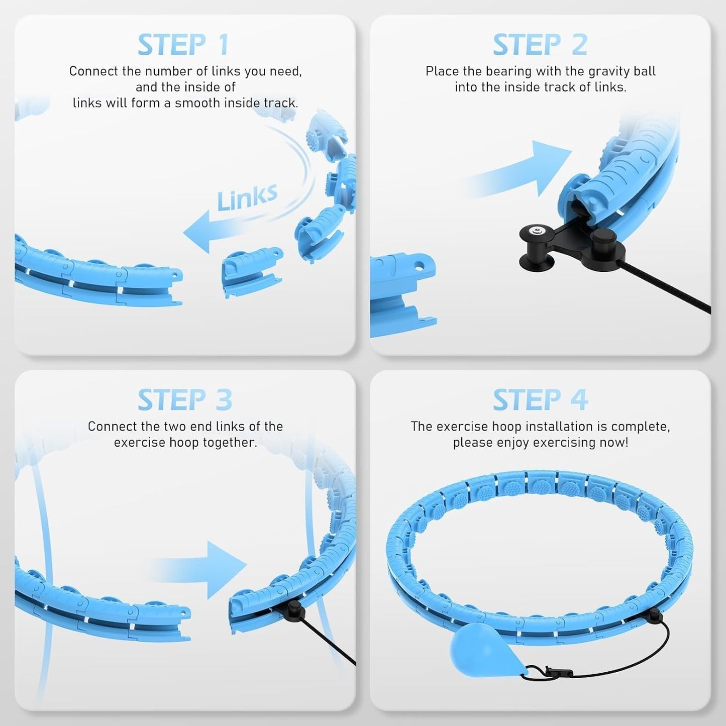 ShopKrafted Adjustable Weighted Fitness Hoop with Massage