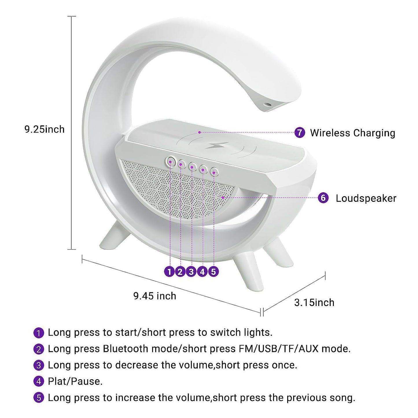 ShopKrafted G-Lamp Wireless Charging Speaker
