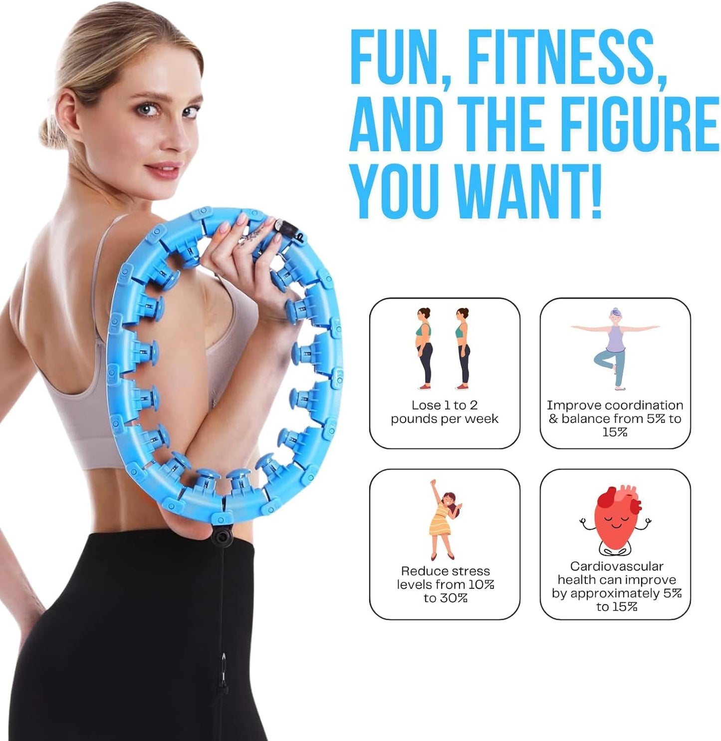 ShopKrafted Adjustable Weighted Fitness Hoop with Massage